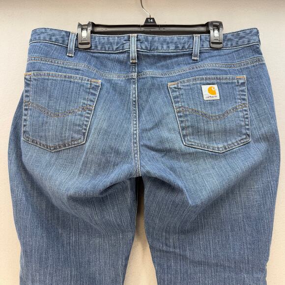 Carhartt Jeans Women's 14x30 Blue Curvy Fit Straight Leg Western Work Wear - Picture 4 of 13